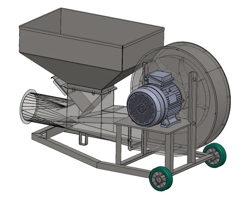 CAD model pokretnog uređaja s ventilatorom